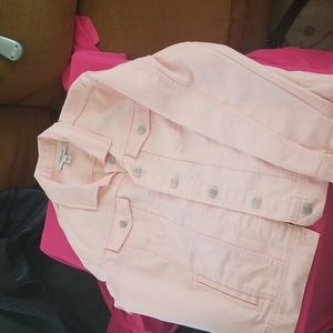$13 add on - pastel pink jean jacket stretch nwot